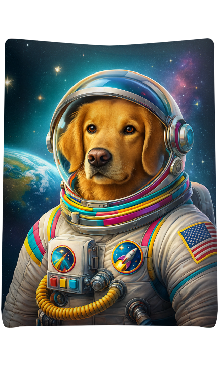 Custom Astronaut Pet Portrait Blanket