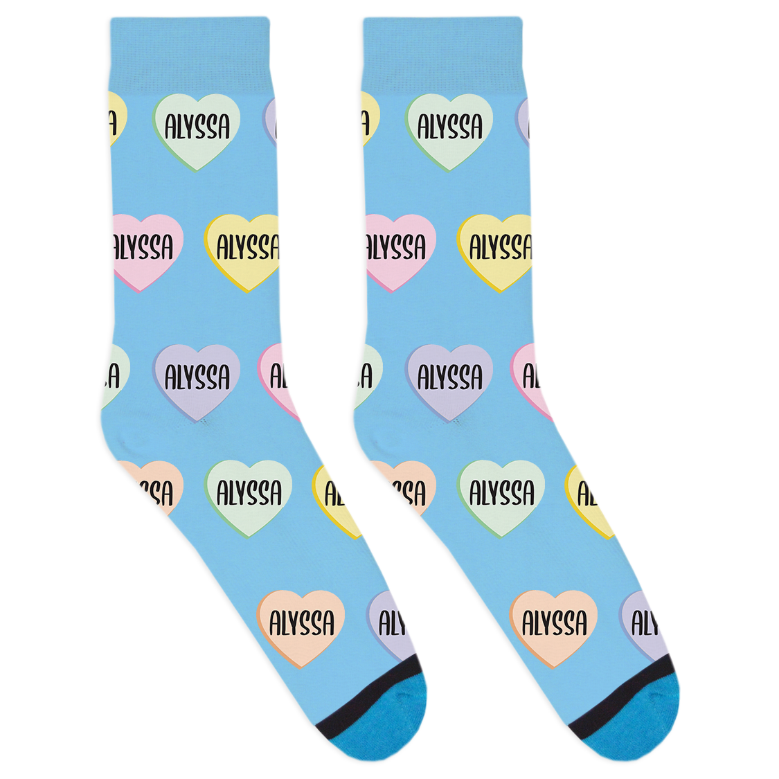Custom Candy Heart Name Socks