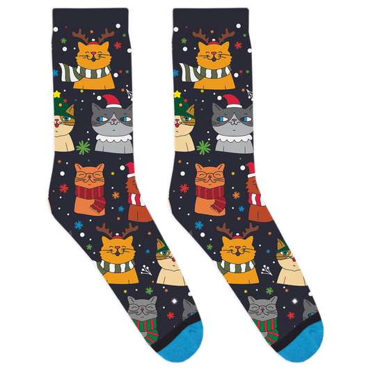 Cats with Christmas Hats Socks