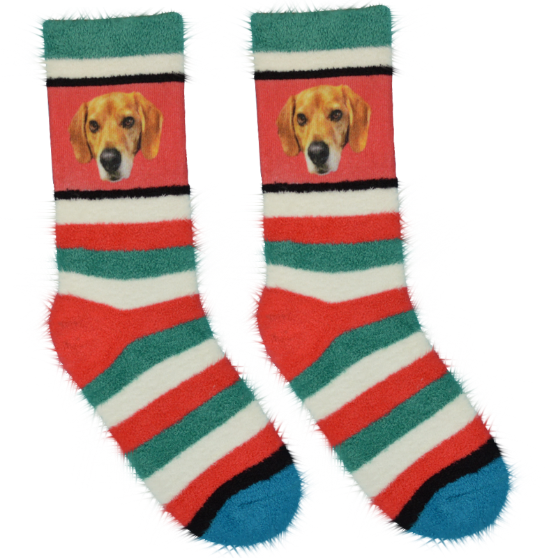 Custom Fuzzy Christmas Stripe Socks