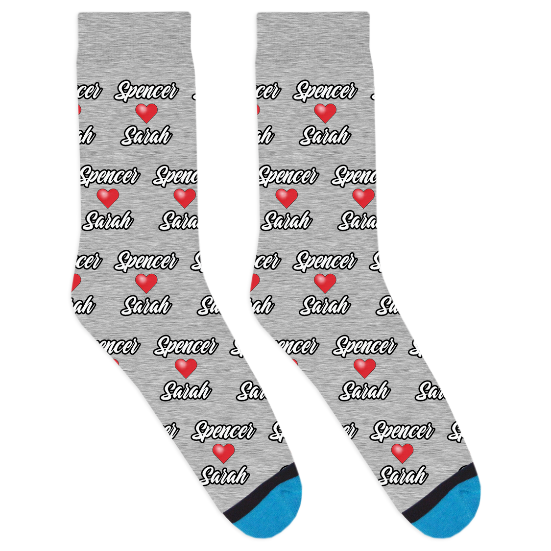 Custom Two Name Heart Socks
