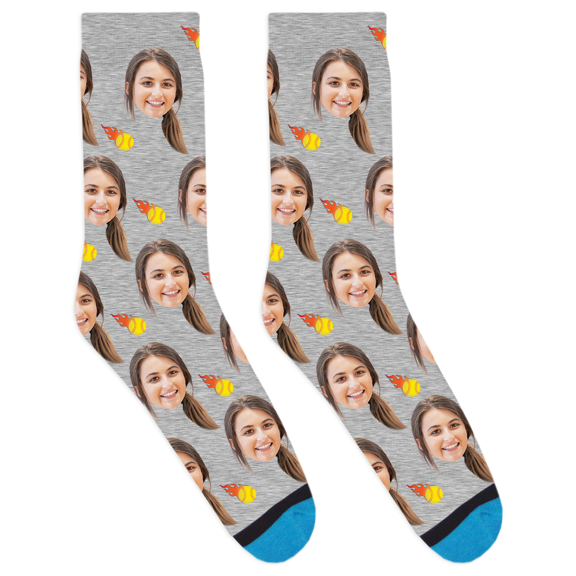 Custom Flaming Softball Socks