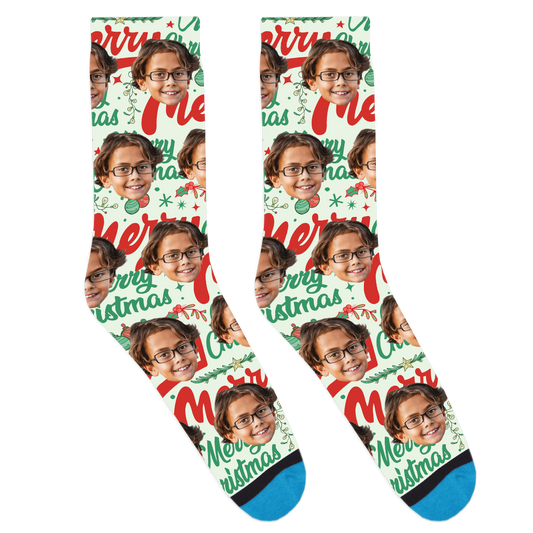 Custom Merry Christmas Font Socks