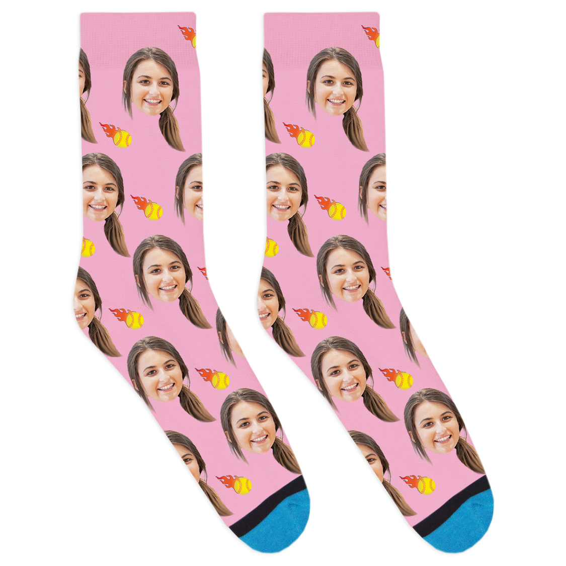 Custom Flaming Softball Socks
