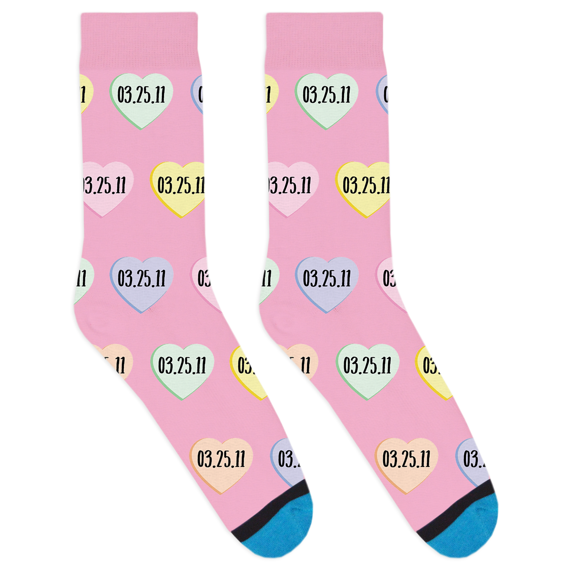 Custom Candy Heart Date Socks