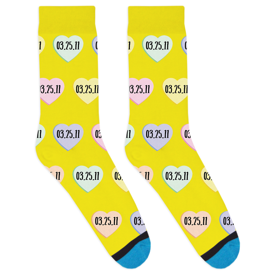 Custom Candy Heart Date Socks