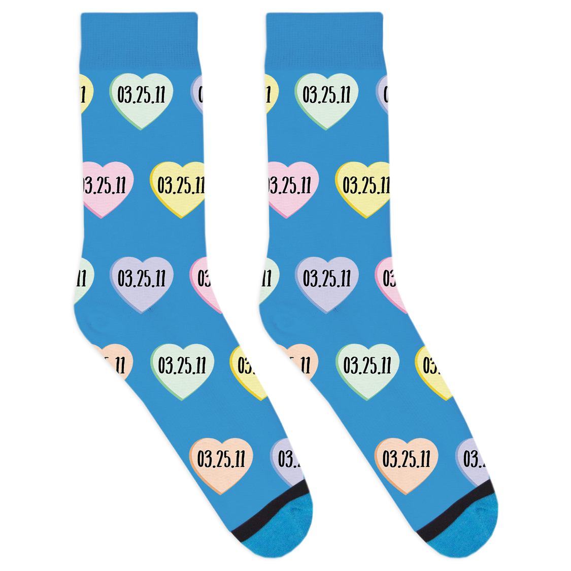 Custom Candy Heart Date Socks