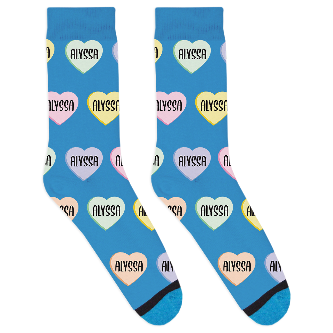 Custom Candy Heart Name Socks