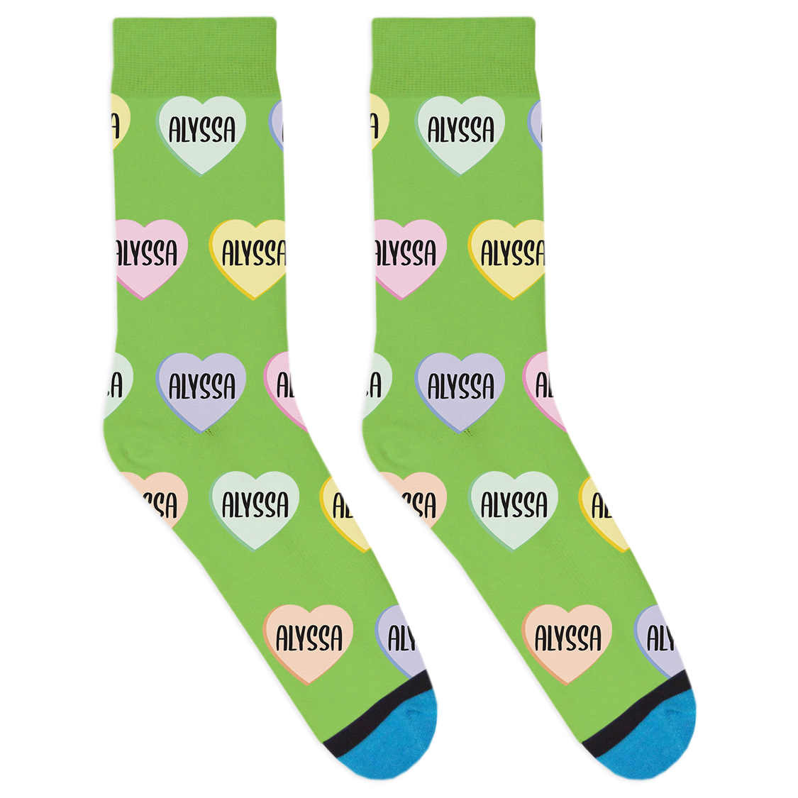 Custom Candy Heart Name Socks