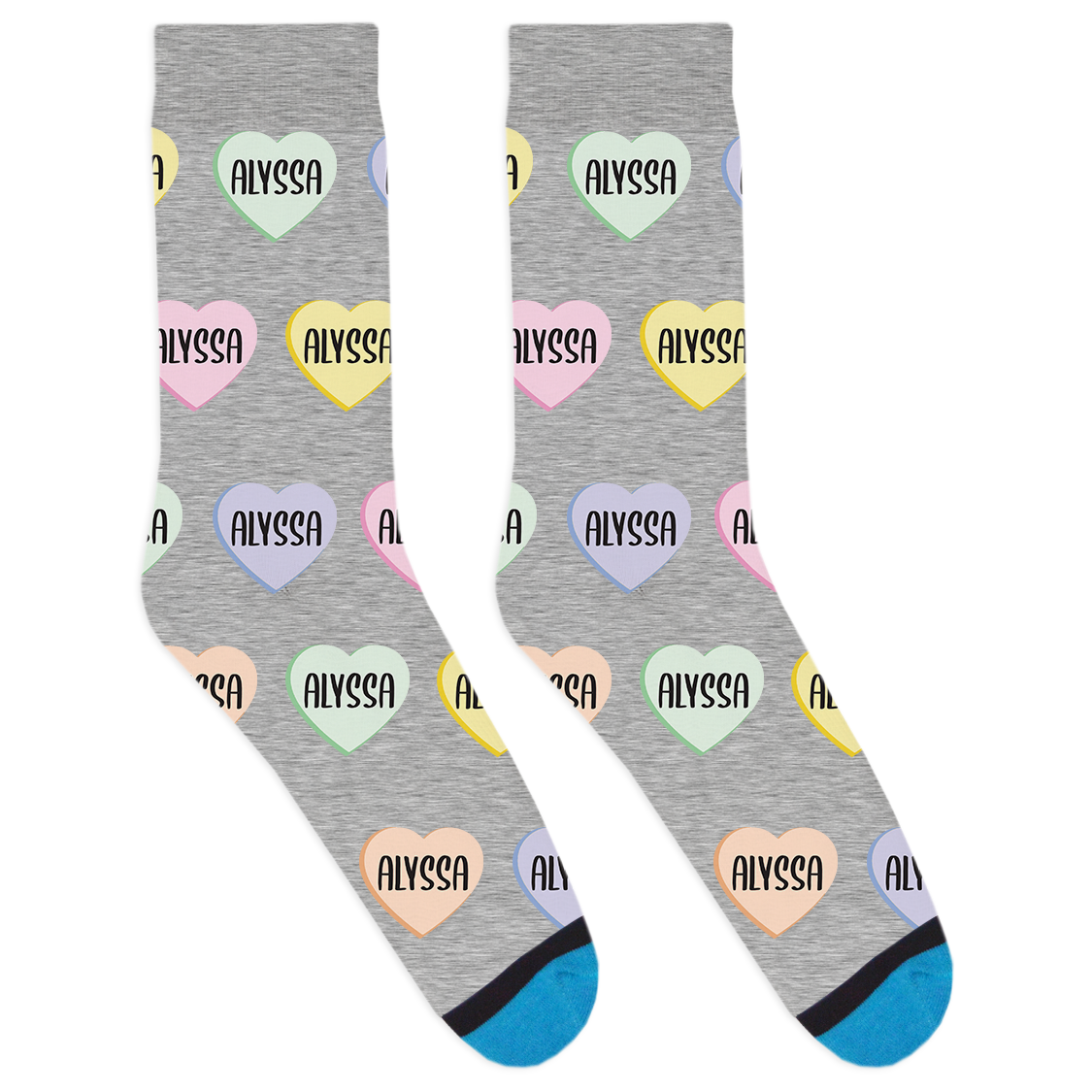 Custom Candy Heart Name Socks