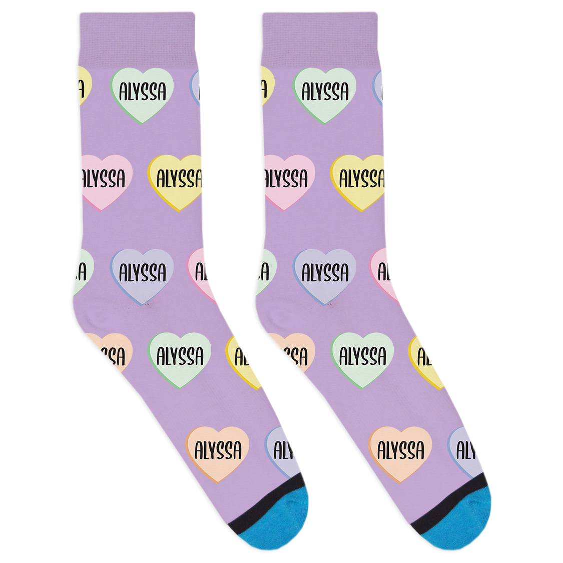 Custom Candy Heart Name Socks