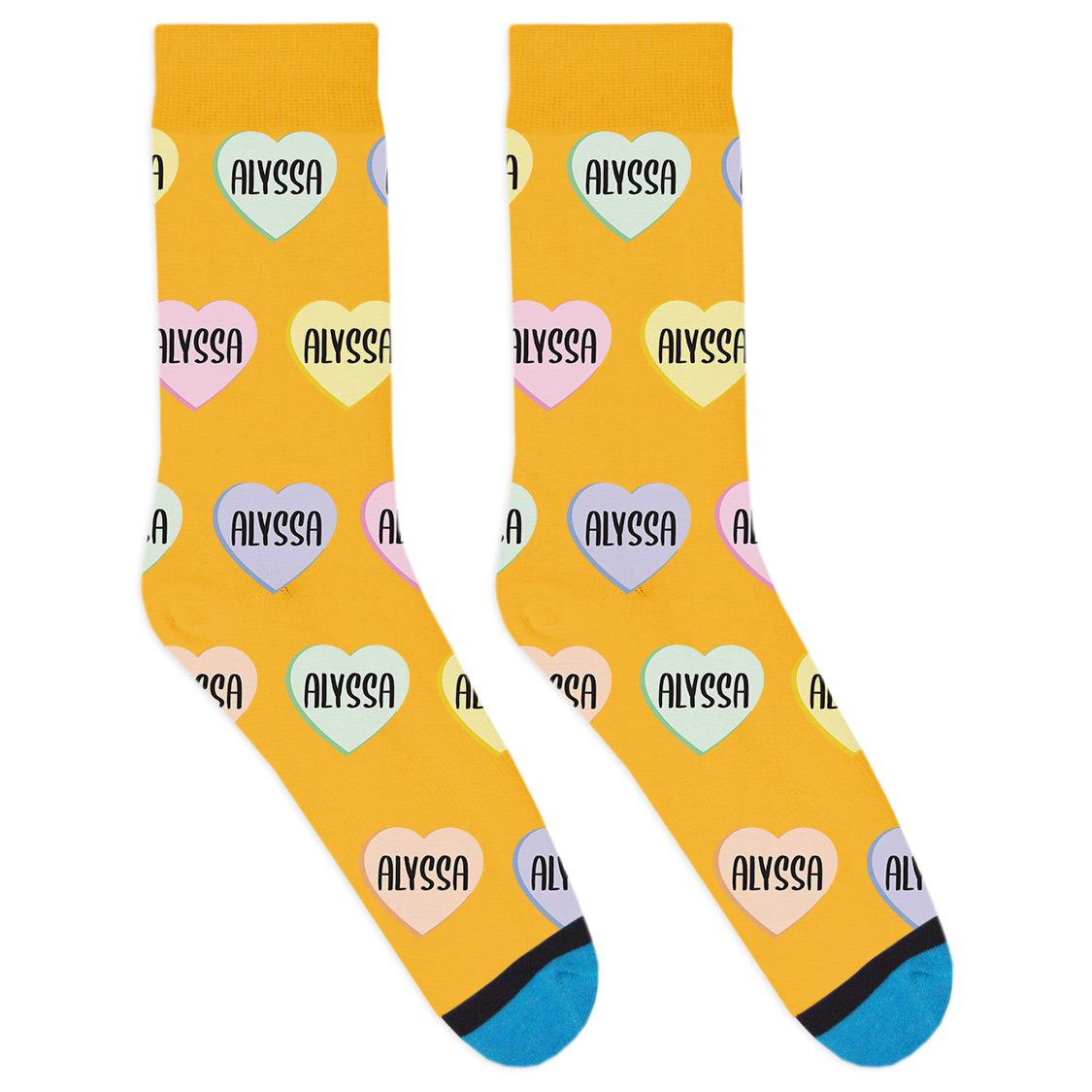 Custom Candy Heart Name Socks