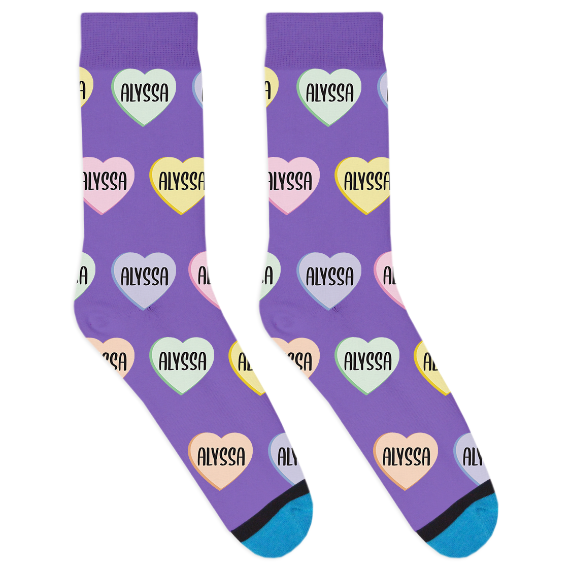 Custom Candy Heart Name Socks