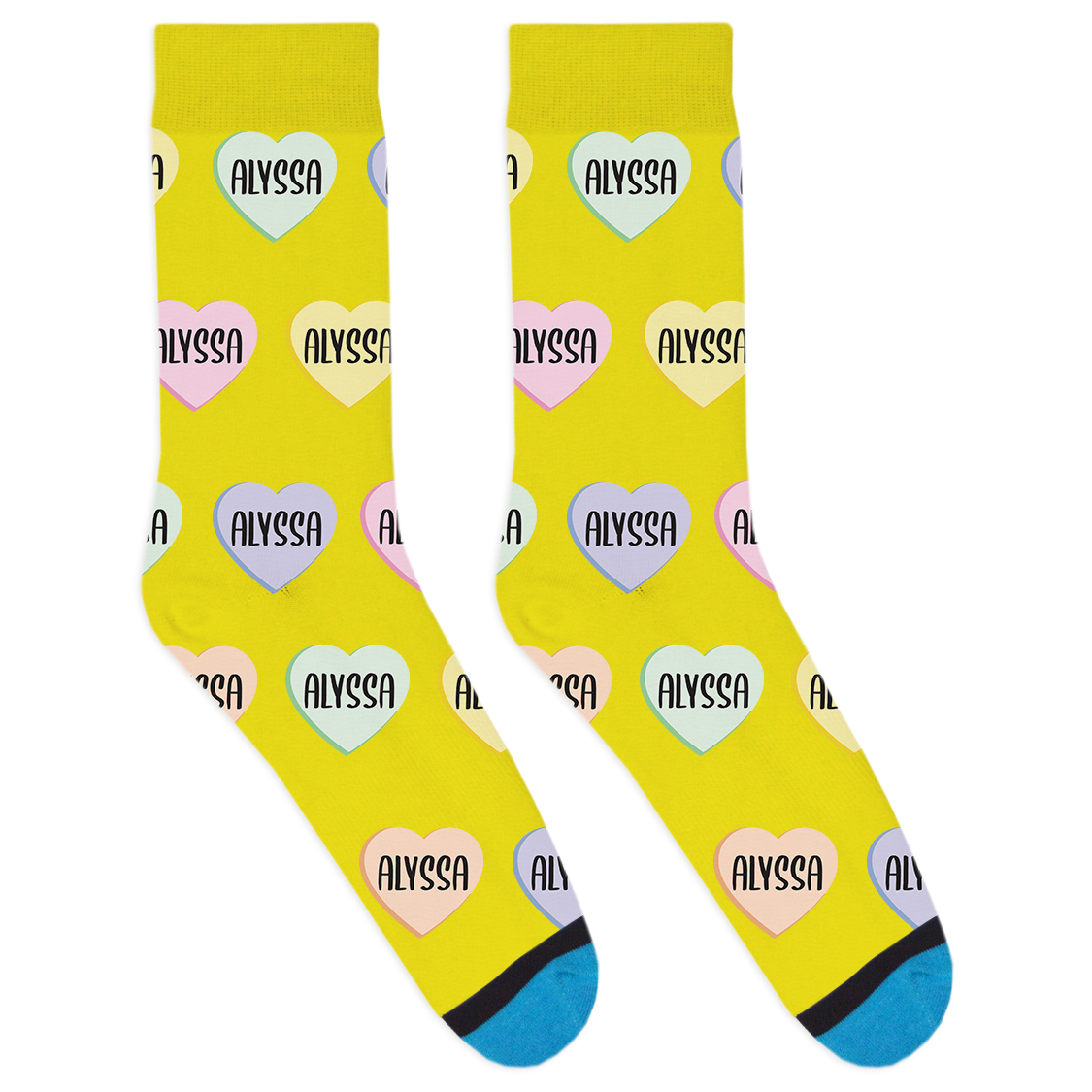 Custom Candy Heart Name Socks