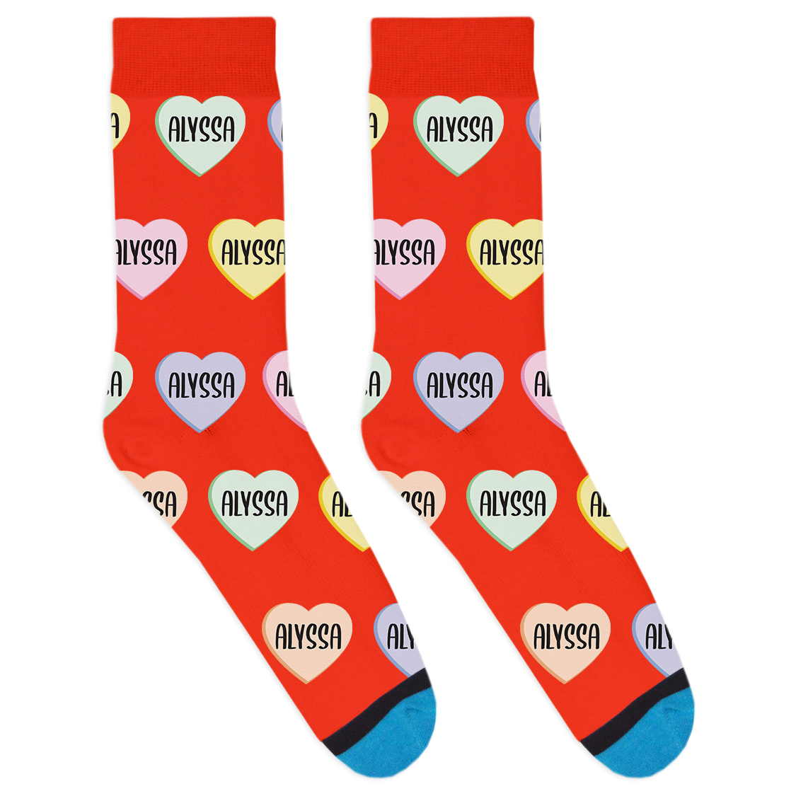 Custom Candy Heart Name Socks