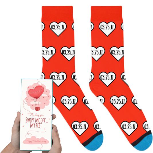 Custom Date Heart Socks: The Day You Swept Me Off My Feet