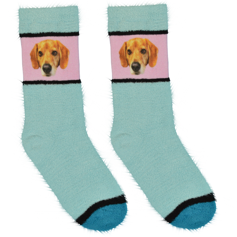Custom Fuzzy Blue Socks