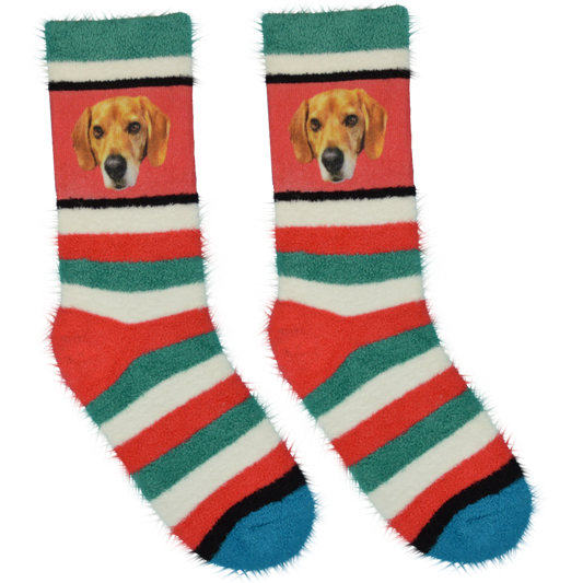 Custom Fuzzy Christmas Stripe Socks