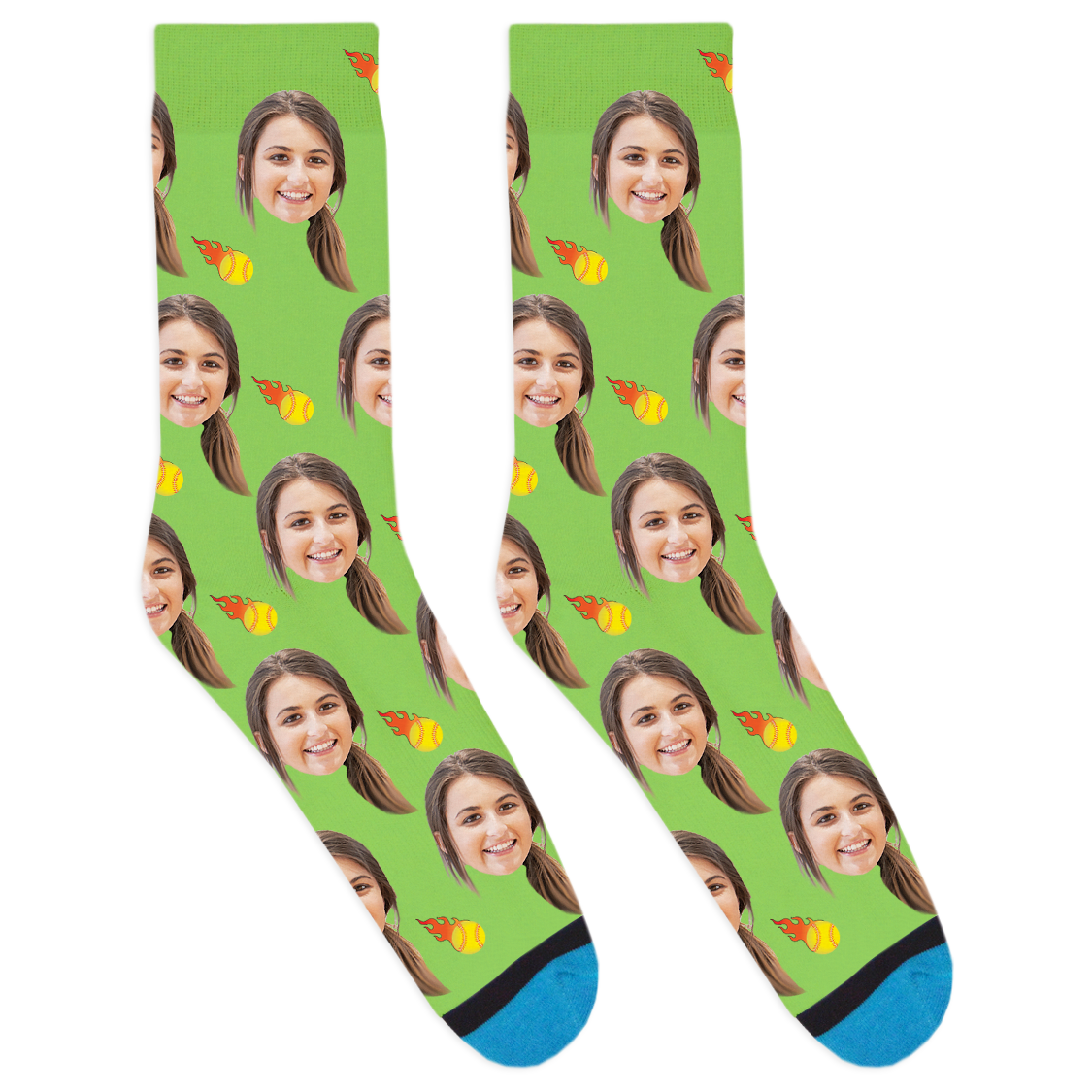 Custom Flaming Softball Socks