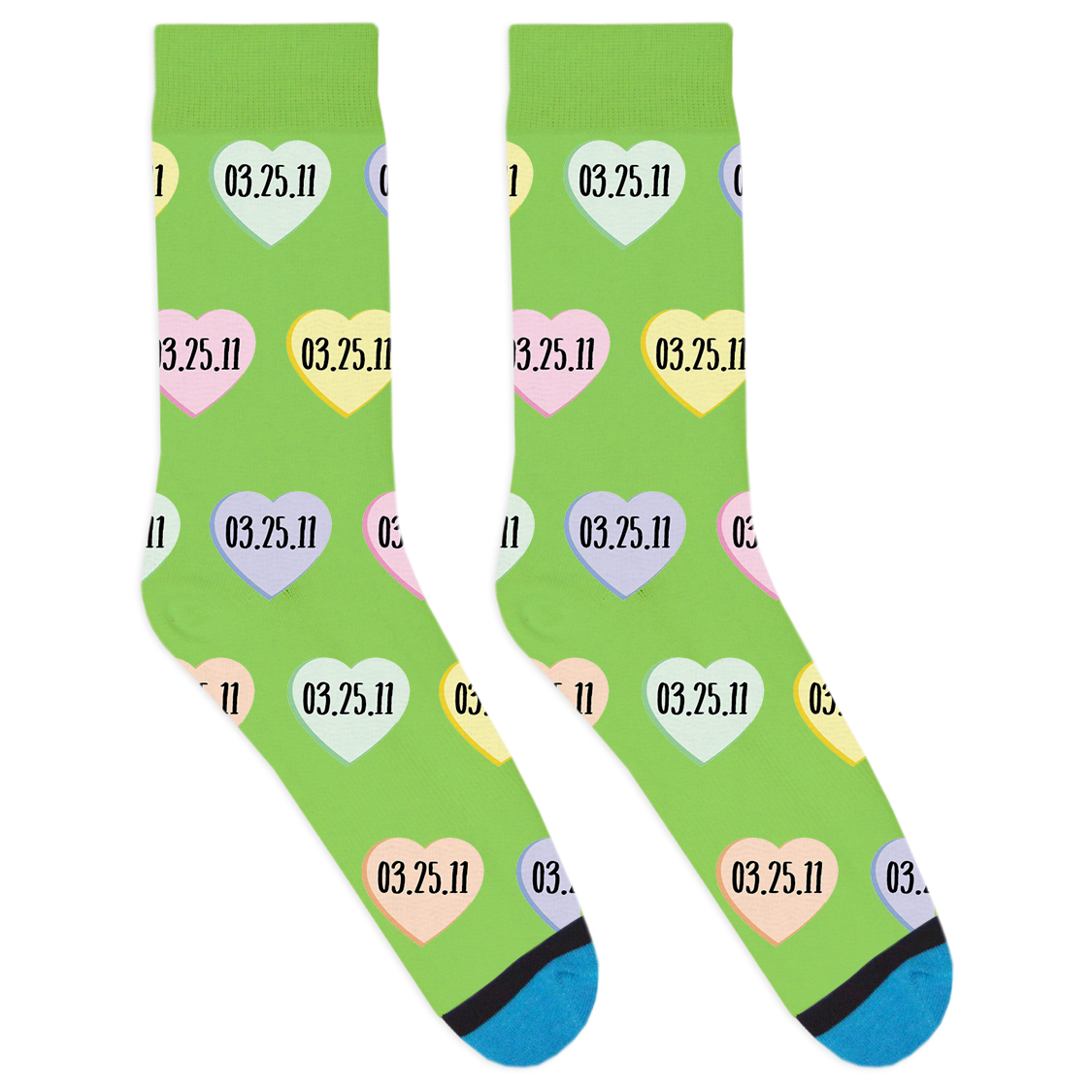 Custom Candy Heart Date Socks