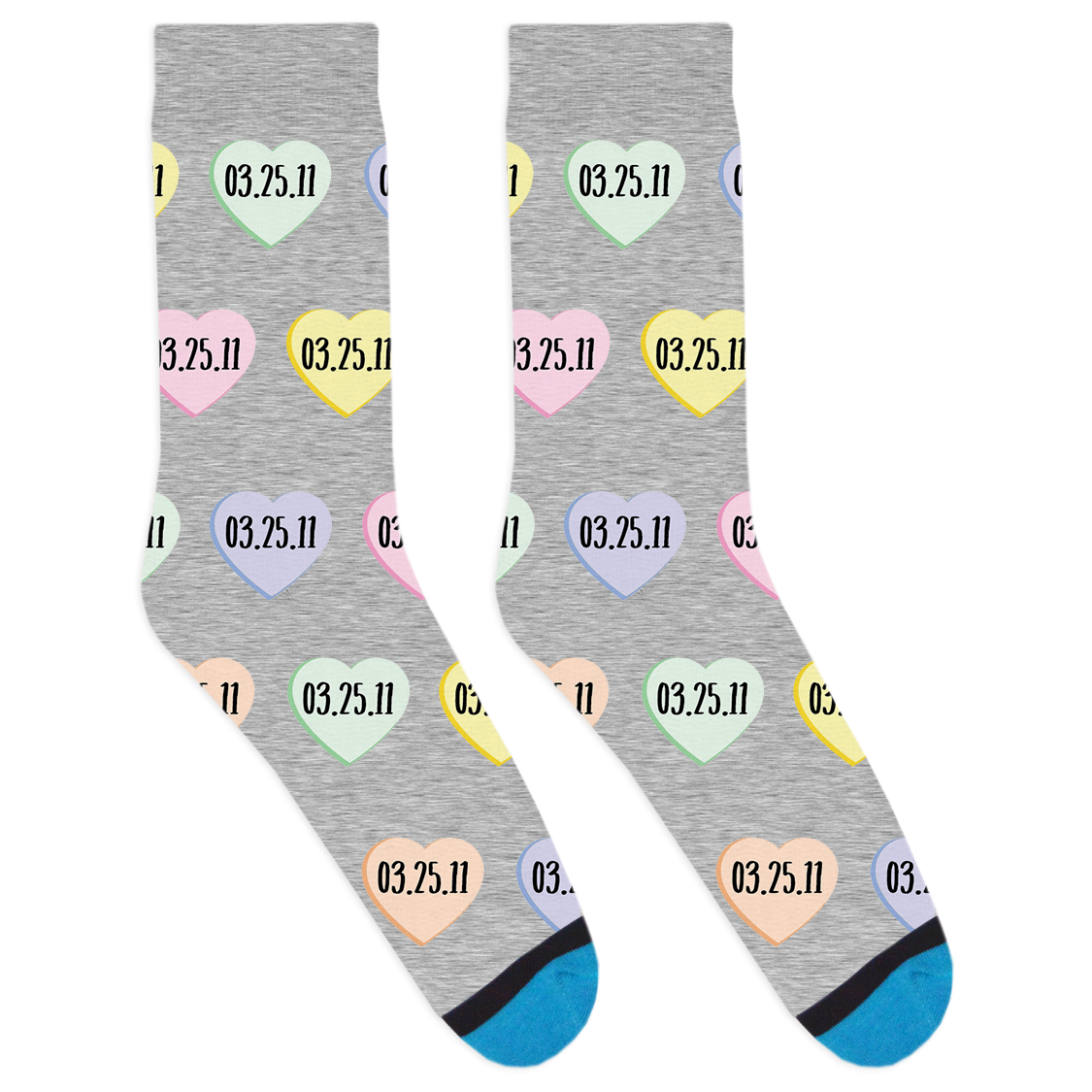 Custom Candy Heart Date Socks
