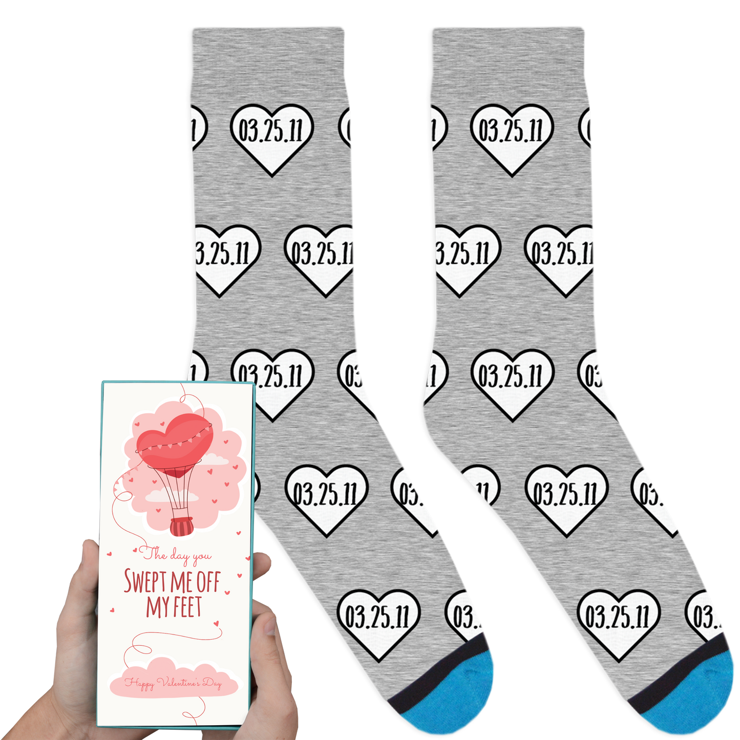 Custom Date Heart Socks: The Day You Swept Me Off My Feet