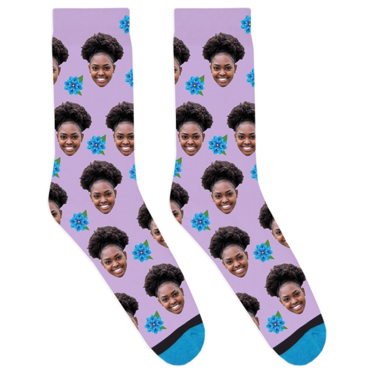 Custom Blue Flower Socks
