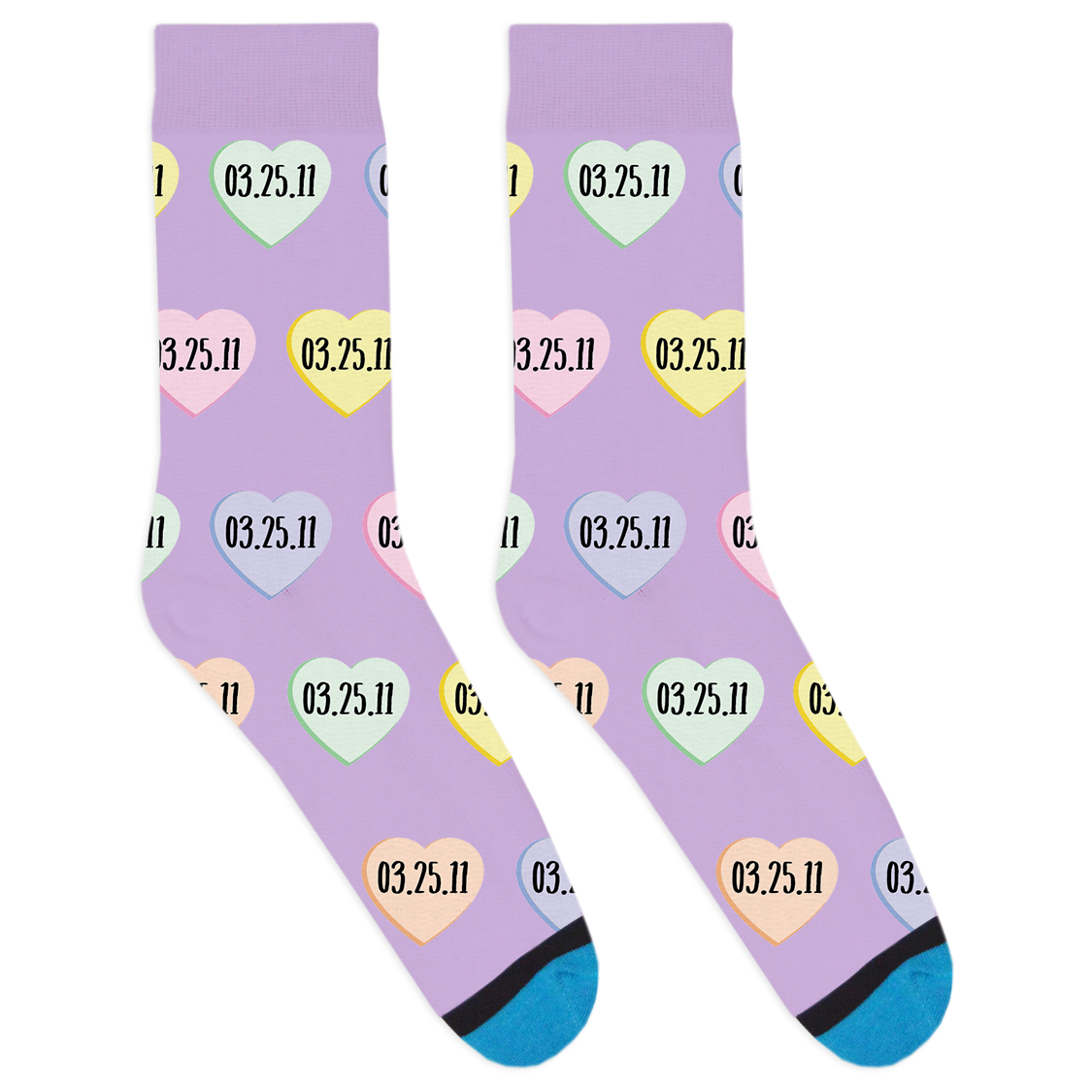 Custom Candy Heart Date Socks