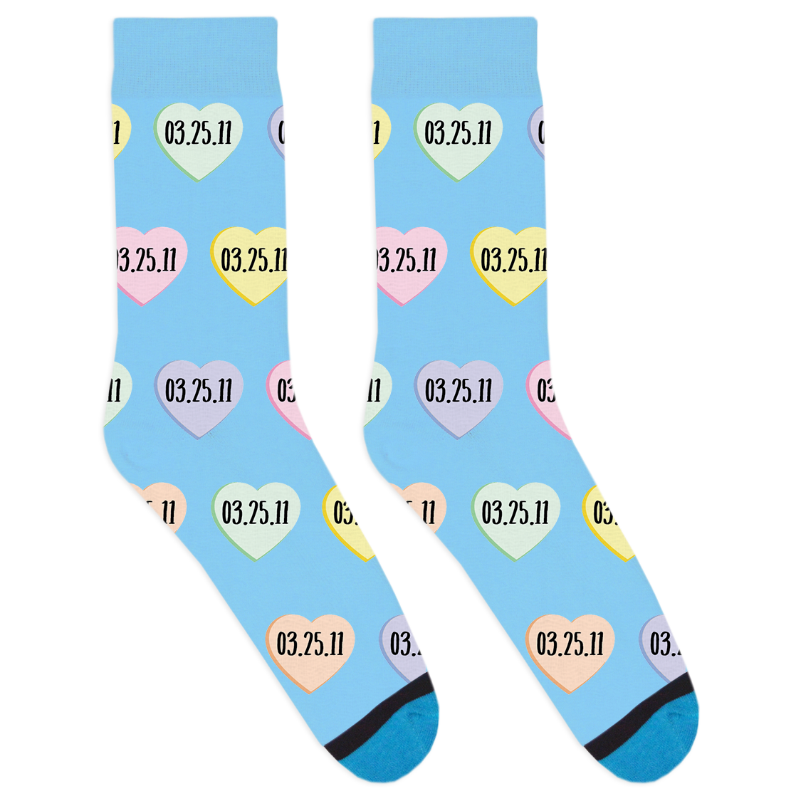 Custom Candy Heart Date Socks