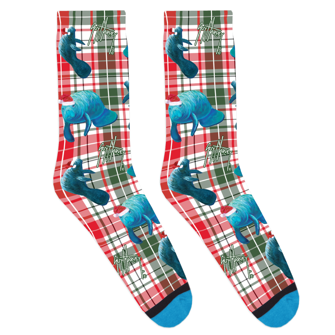 Guy Harvey Manatees Santa Hats Socks