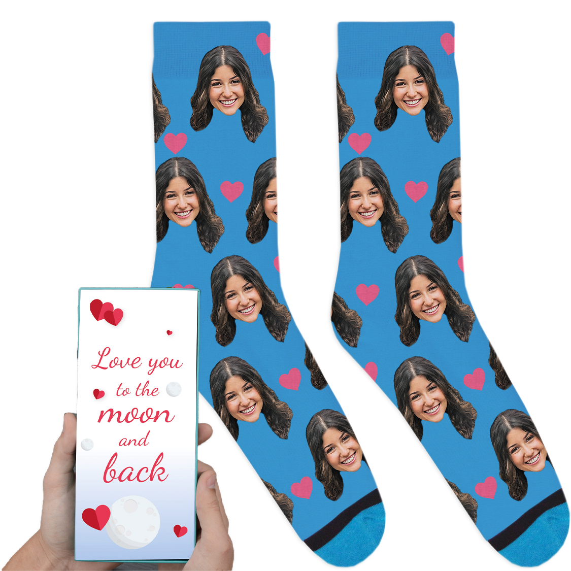 Custom Valentines Socks: Love You To The Moon And Back
