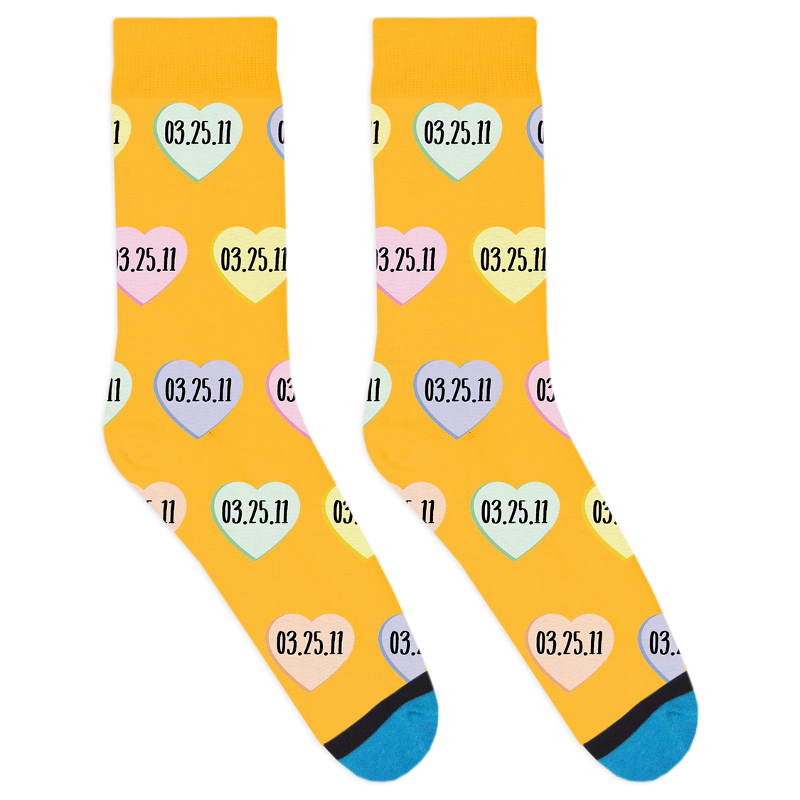 Custom Candy Heart Date Socks