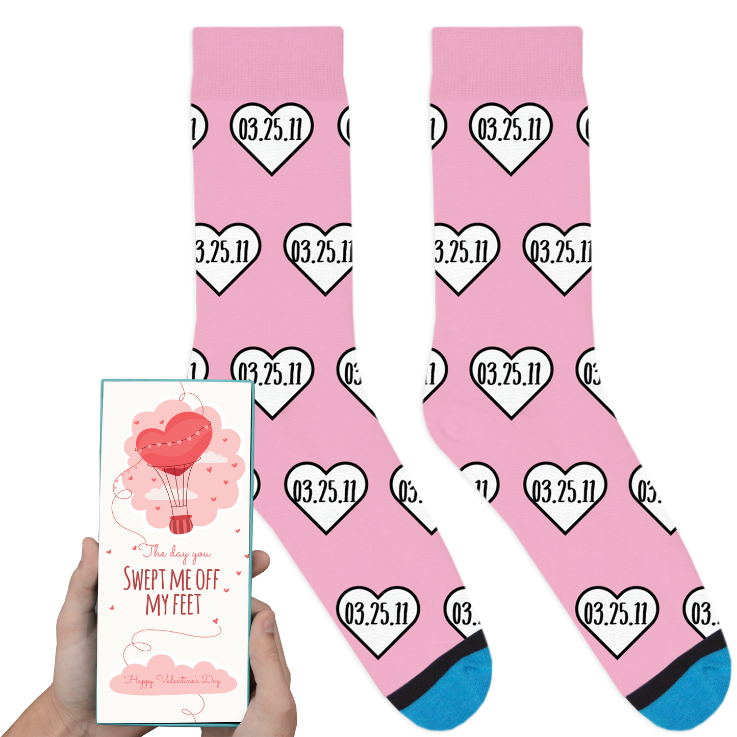 Custom Date Heart Socks: The Day You Swept Me Off My Feet