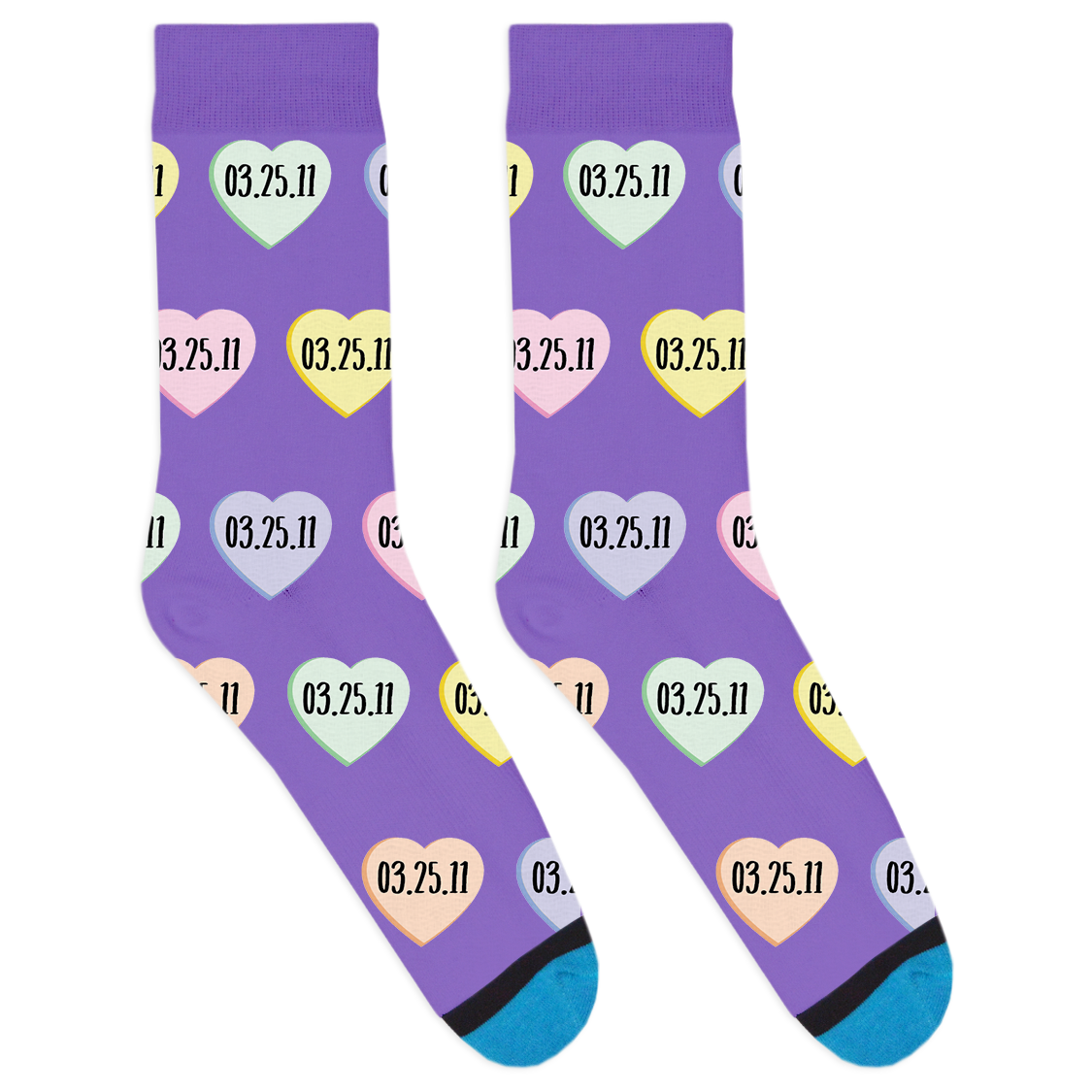 Custom Candy Heart Date Socks