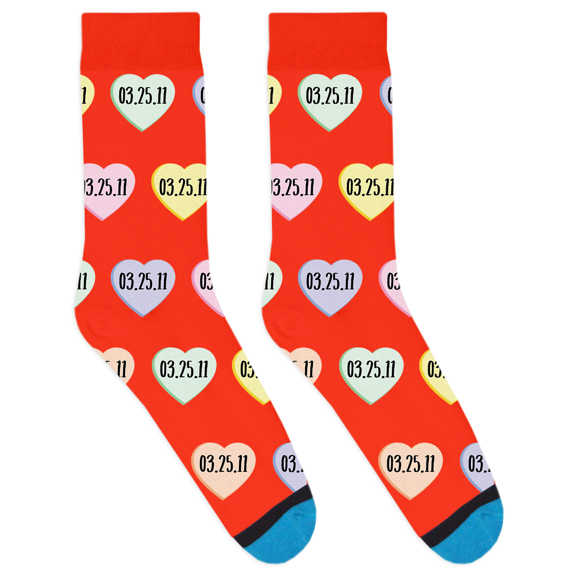 Custom Candy Heart Date Socks