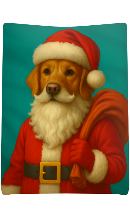 Custom Santa Pet Portrait Blanket