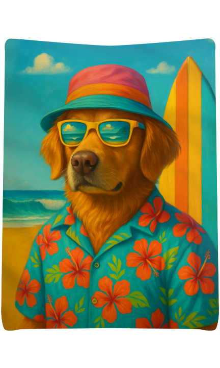 Custom Surfer Pet Portrait Blanket